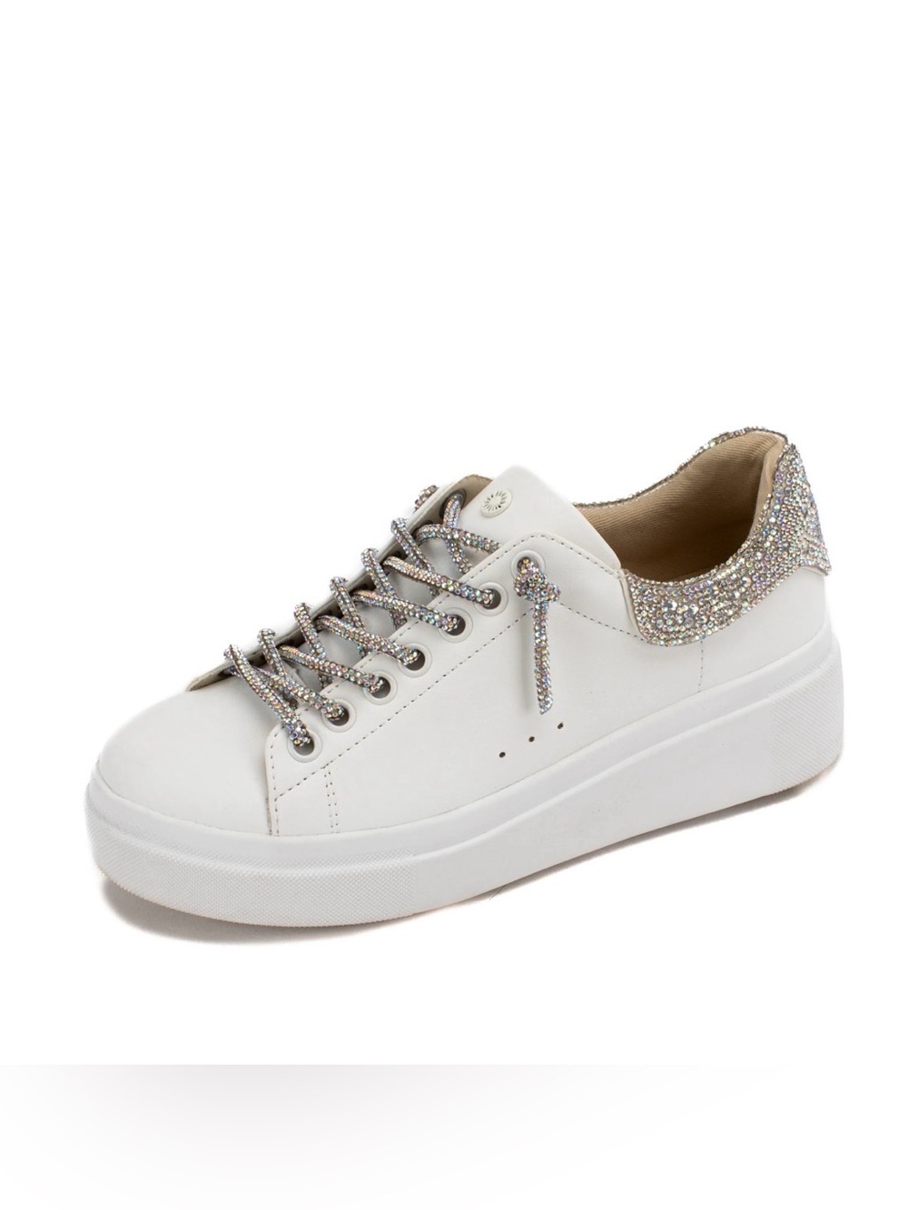 Yellow Box White Platform Sneaker with Sparkle Heel